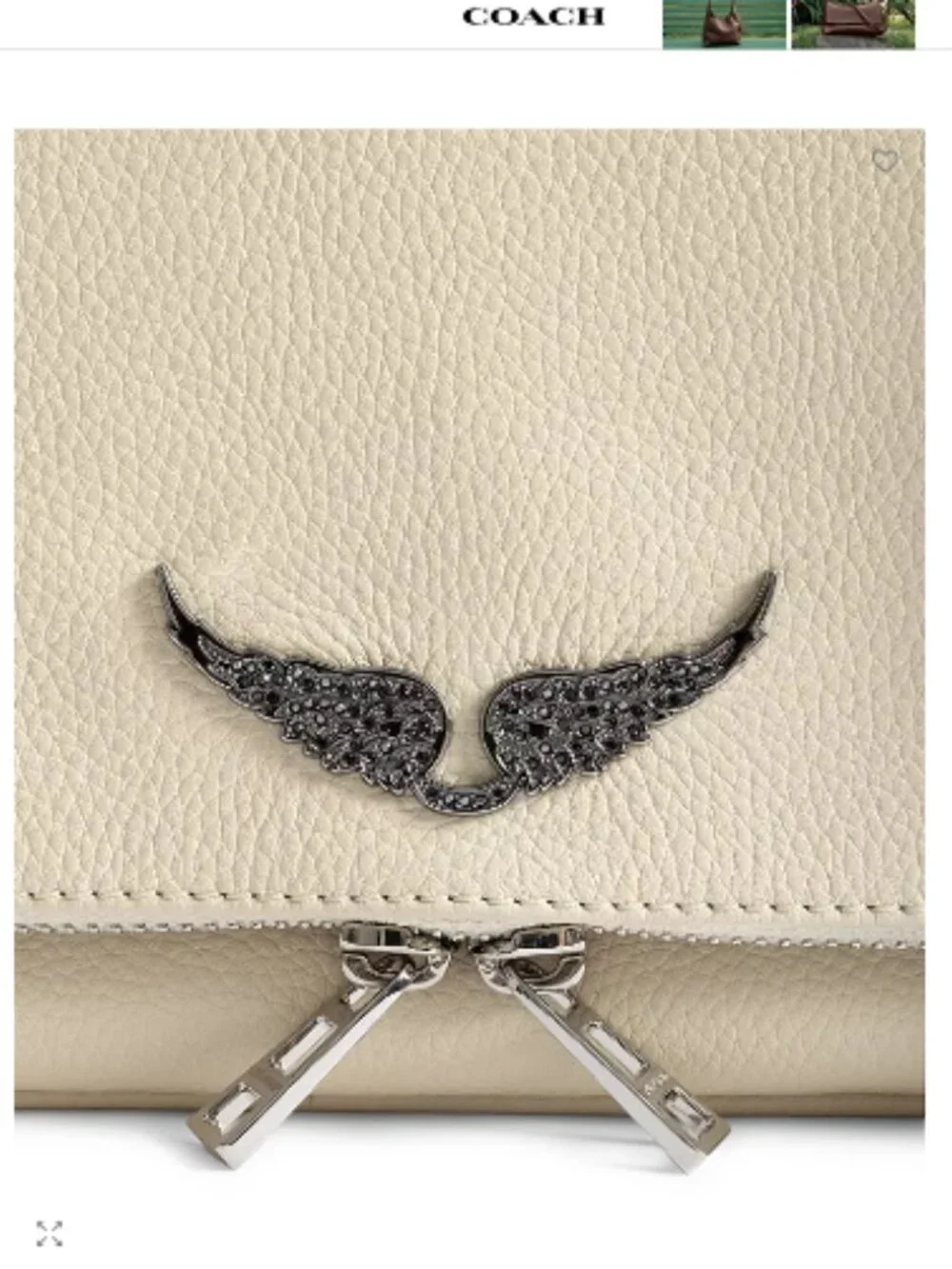 Zadig & Voltaire Rock Leather Shoulder Bag - Color Flash(Cream/Ivory) - Picture 5 of 16